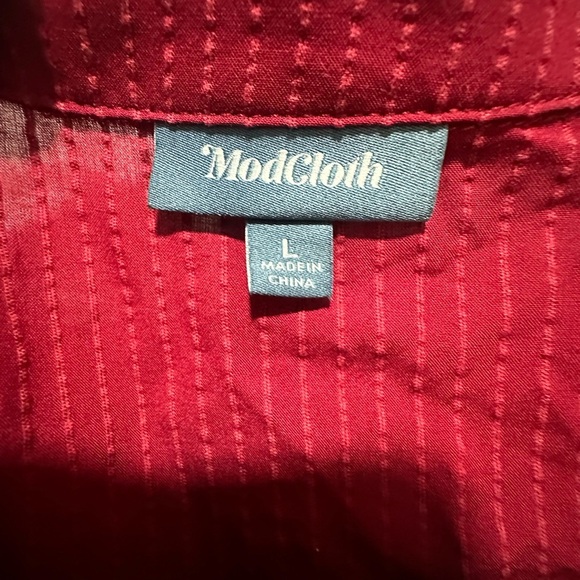 Modcloth Red Puff Sleeve Blouse with Peter Pan Collar - Picture 3 of 4